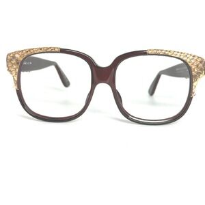 Emmanuelle Khanh 8080 41 PP Snakeskin Oversized Burgundy Frames France 22171